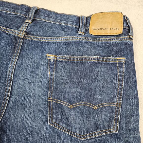 American Eagle Jeans Men 38x29.5 Blue Classic Bootcut Western Denim Dark Wash - Picture 8 of 14